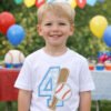 4th Birthday Baseball Bat and Ball Applique Lifestyle Logo 1