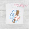 4th Birthday Baseball Bat and Ball Applique Picture 1 4th Birthday Baseball Bat and Ball Applique Picture 1