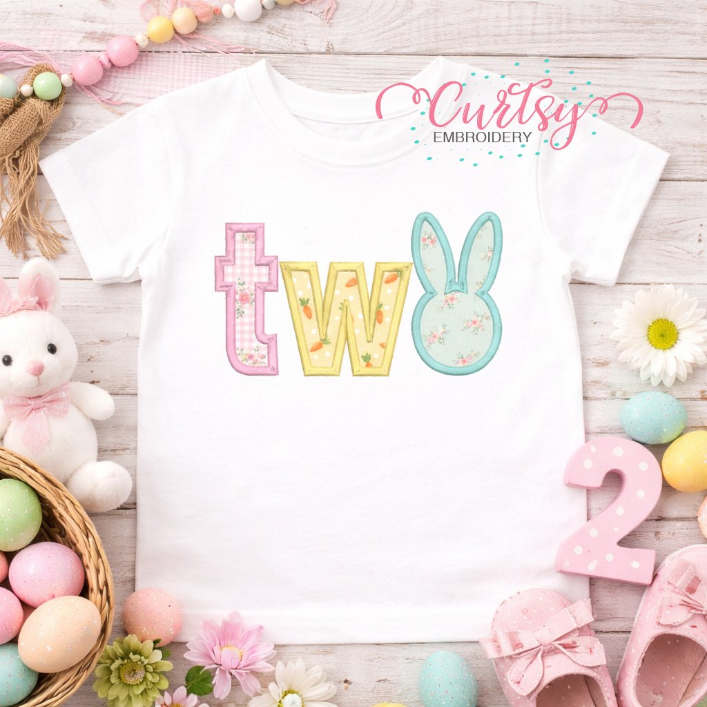 Bunny TWO Applique Design Logo 1