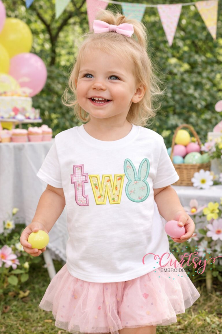 Bunny TWO Applique Design Logo 2