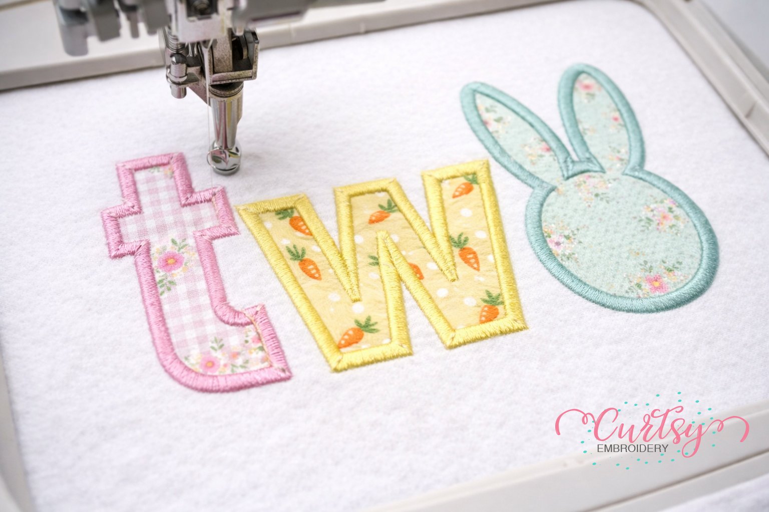 Bunny TWO Applique Design Logo 3