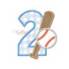 Second Birthday Baseball Bat and Ball Applique Design