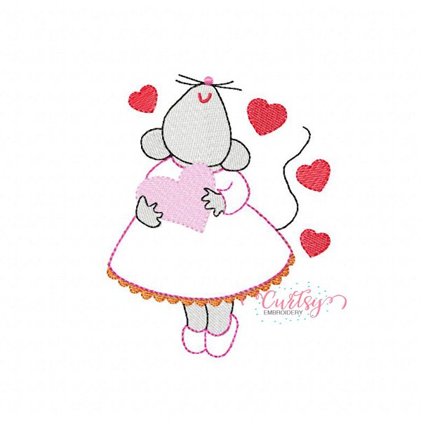 Valentine Mouse Applique Design Valentine Mouse Applique Design