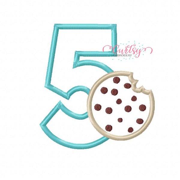 5th Birthday Chocolate Chip Cookie Applique Design