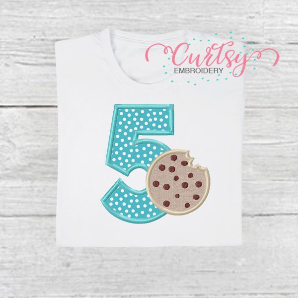 5th Birthday Chocolate Chip Cookie Applique Picure 1