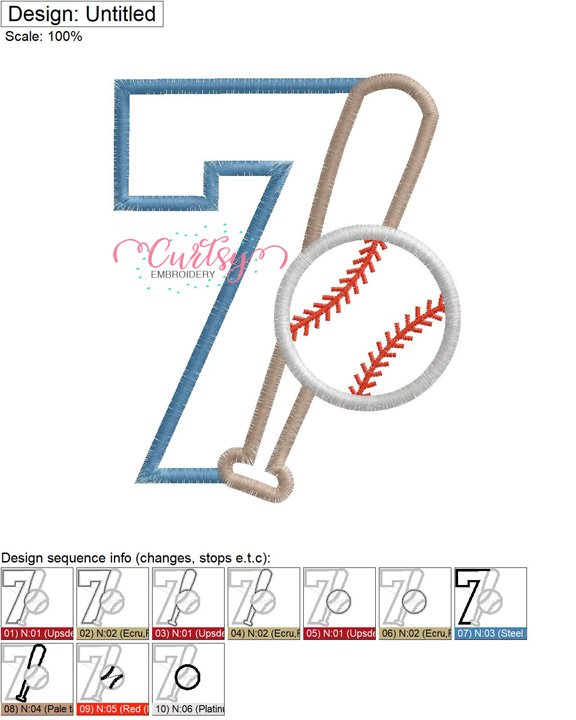 7 Bat and Ball Applique MAP 7 Bat and Ball Applique MAP