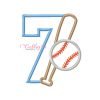 7th Birthday Baseball Bat and Ball Applique Design 7th Birthday Baseball Bat and Ball Applique Design