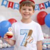 7th Birthday Baseball Bat and Ball Applique Design logo 1