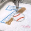7th Birthday Baseball Bat and Ball Applique Design logo 2 7th Birthday Baseball Bat and Ball Applique Design logo 2