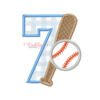 7th Birthday Baseball Bat and Ball Embroidery Design 7th Birthday Baseball Bat and Ball Embroidery Design