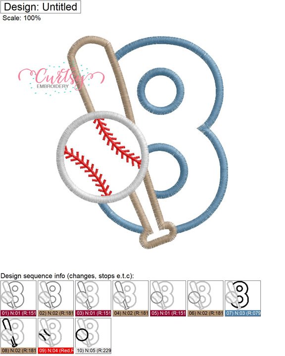 8 Bat and Ball Applique MAP