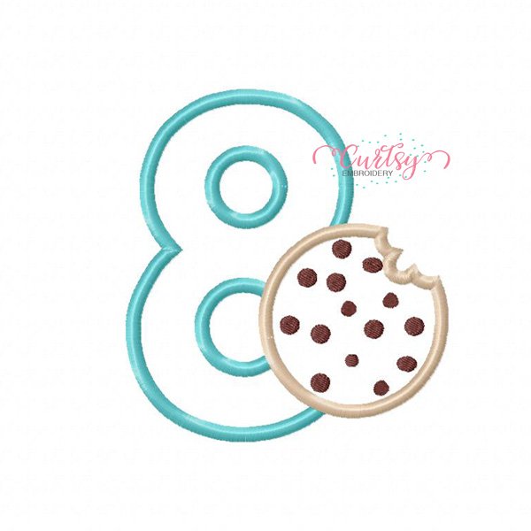 8th Birthday Chocolate Chip Cookie Applique Design 8th Birthday Chocolate Chip Cookie Applique Design
