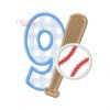 9th Birthday Baseball Bat and Ball Embroidery Design 9th Birthday Baseball Bat and Ball Embroidery Design