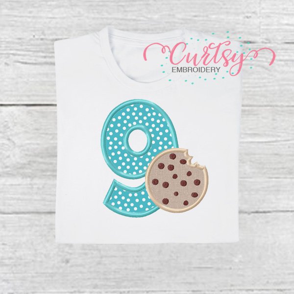 9th Birthday Chocolate Chip Cookie Applique Picture 1