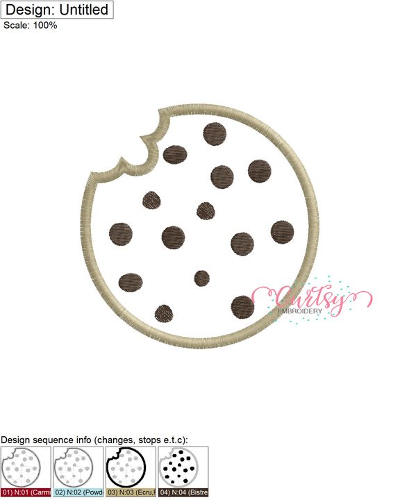 Chocolate Chip Cookie Bite Applique MAP Chocolate Chip Cookie Bite Applique MAP