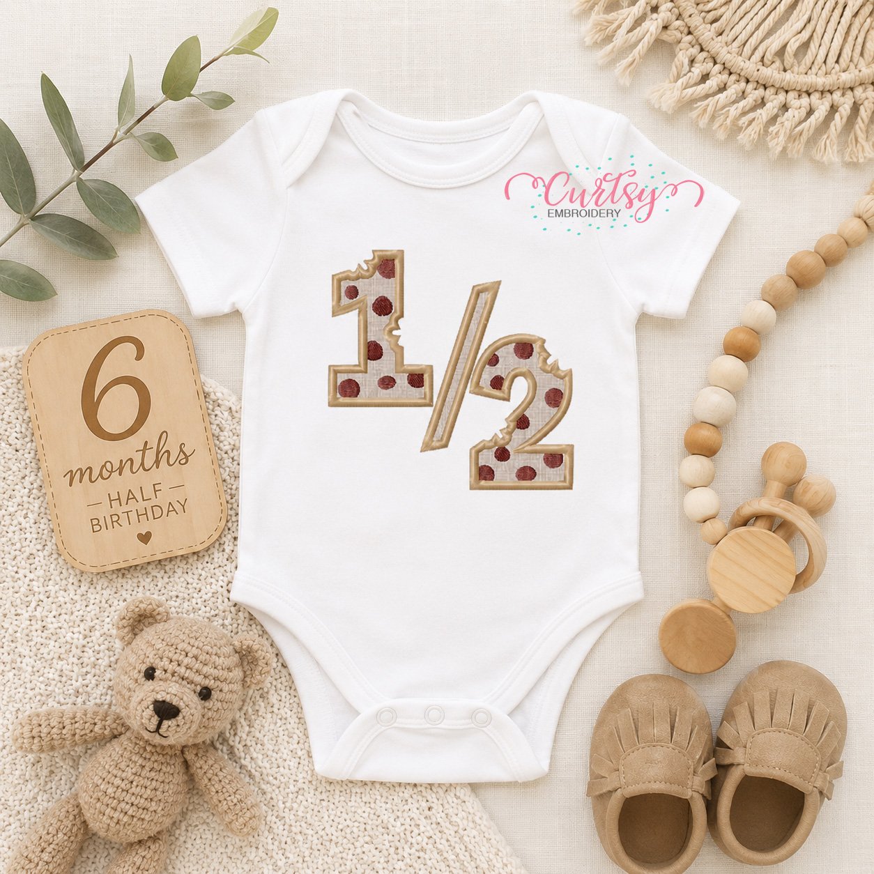 Half Birthday Cookie Applique Design _ Logo 1 Half Birthday Cookie Applique Design _ Logo 1