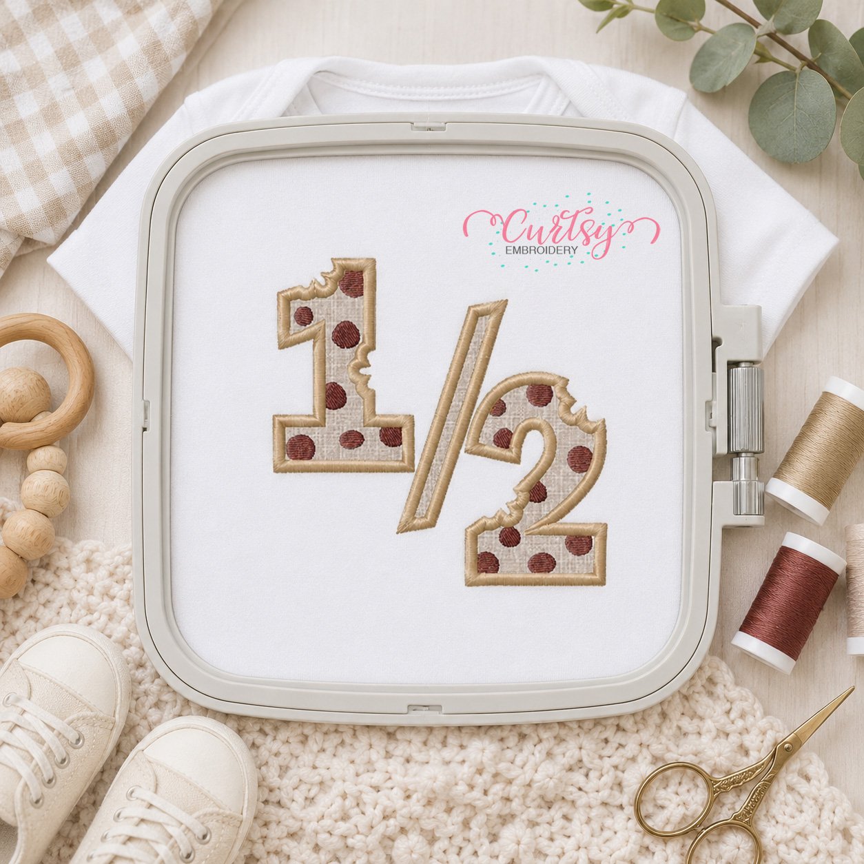 Half Birthday Cookie Applique Design _ Logo 3 Half Birthday Cookie Applique Design _ Logo 3