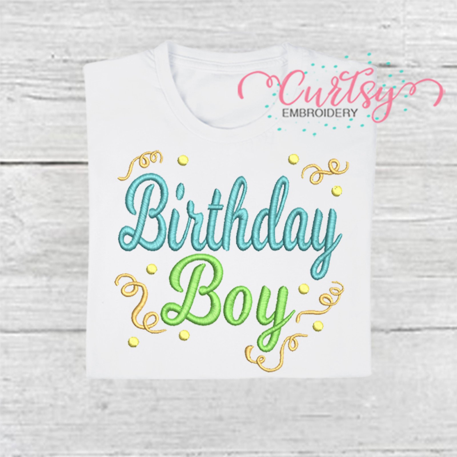 Birthday Boy Confetti Embroidery Design 2000