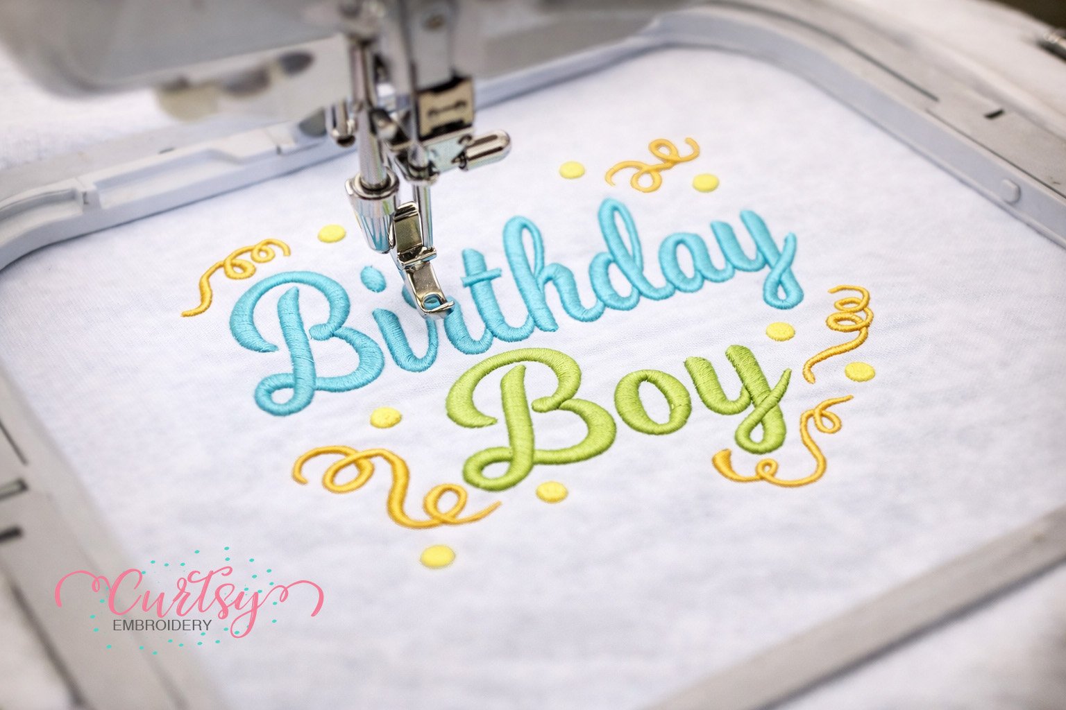 Birthday Boy Confetti Embroidery Design Logo 3