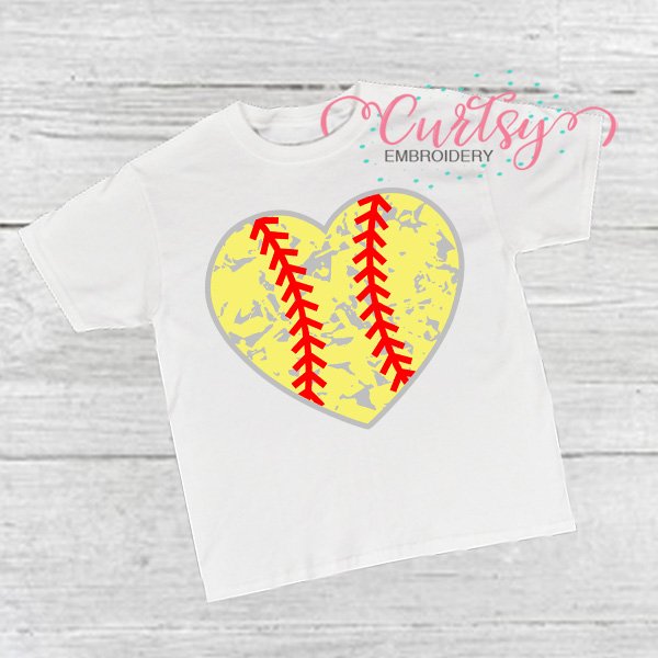 Distressed Softball Heart with Background picture 1 Distressed Softball Heart with Background picture 1