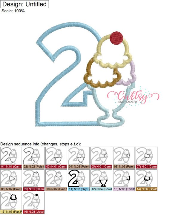 2 Ice Cream Sundae Applique MAP 2 Ice Cream Sundae Applique MAP