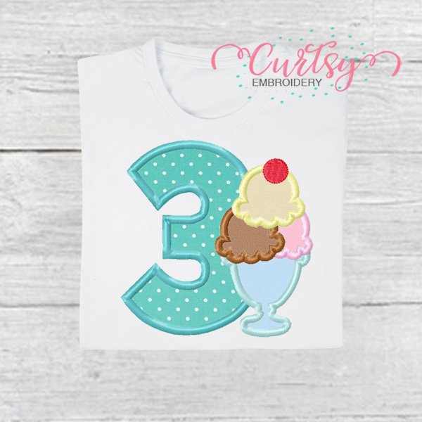 3 Ice Cream Sundae Applique Picture 1