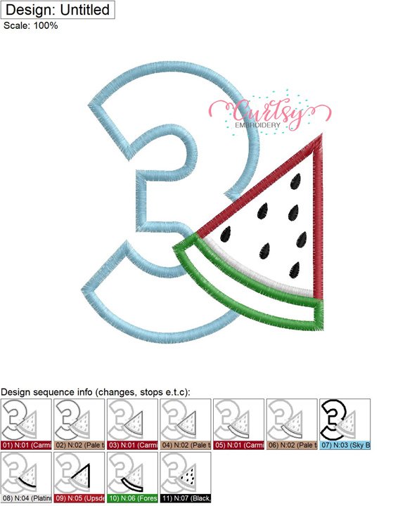 3 Watermelon Applique MAP 3 Watermelon Applique MAP