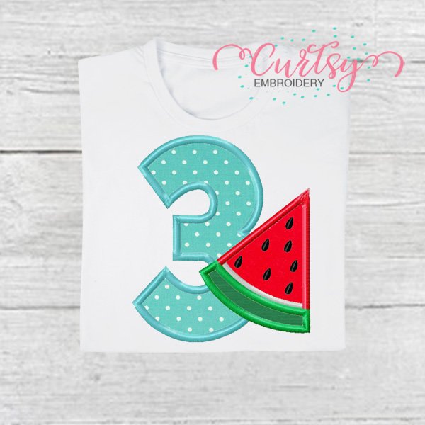 3rd Birthday Watermelon Applique Design 3rd Birthday Watermelon Applique Design