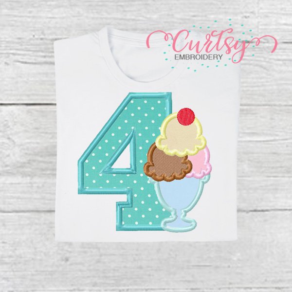 4 Ice Cream Sundae Applique Picture 1 4 Ice Cream Sundae Applique Picture 1