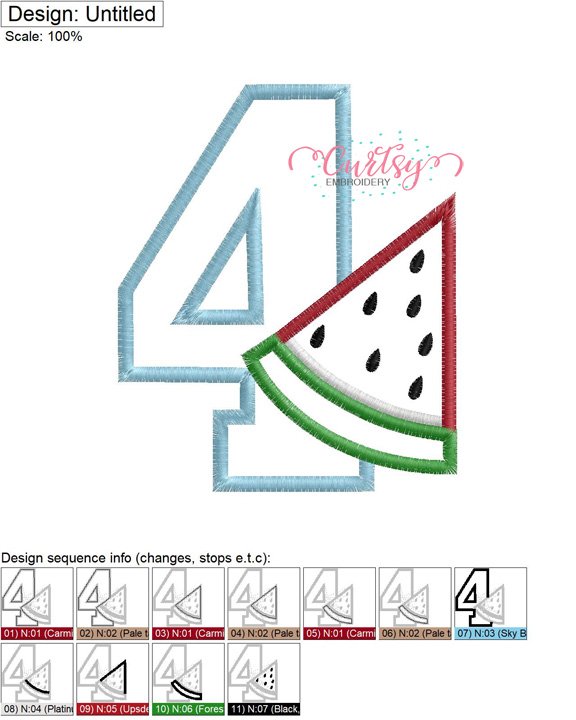 4 Watermelon Applique MAP 4 Watermelon Applique MAP
