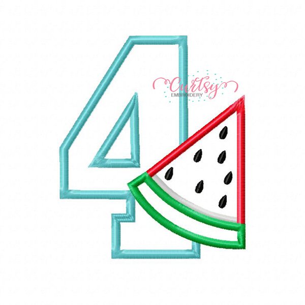 4th Birthday Watermelon Applique Design 4th Birthday Watermelon Applique Design