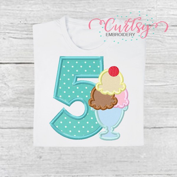 5 Ice Cream Sundae Applique Picture 1 5 Ice Cream Sundae Applique Picture 1