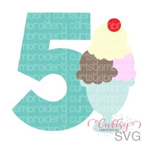 5th Birthday Ice Cream Sundae SVG