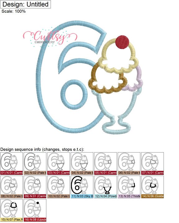 6 Ice Cream Sundae Applique MAP 6 Ice Cream Sundae Applique MAP