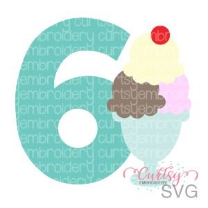 6th Birthday Ice Cream Sundae SVG