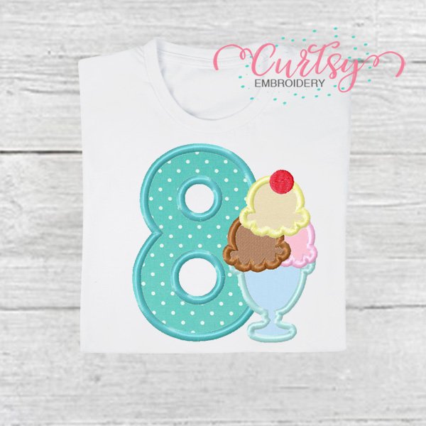 8 Ice Cream Sunae Applique Picture 1 8 Ice Cream Sunae Applique Picture 1
