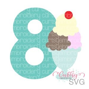 8th Birthday Ice Cream Sundae SVG