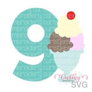 9th Birthday Ice Cream Sundae SVG