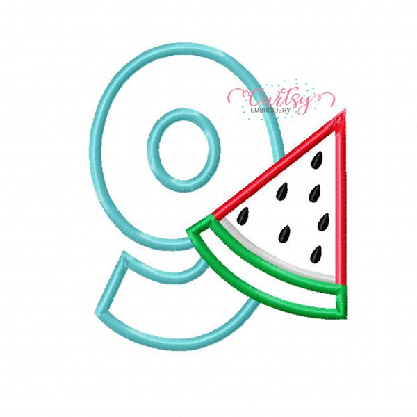 9th Birthday Watermelon Applique Design