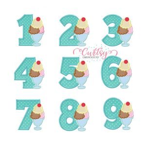 Birthday Ice Cream Sundae Appliques