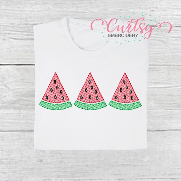 Watermelon Trio Quick Stitch Embroidery Design