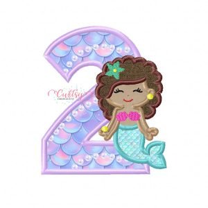 2 Curly Mermaid Applique