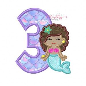 3 Curly Mermaid Applique