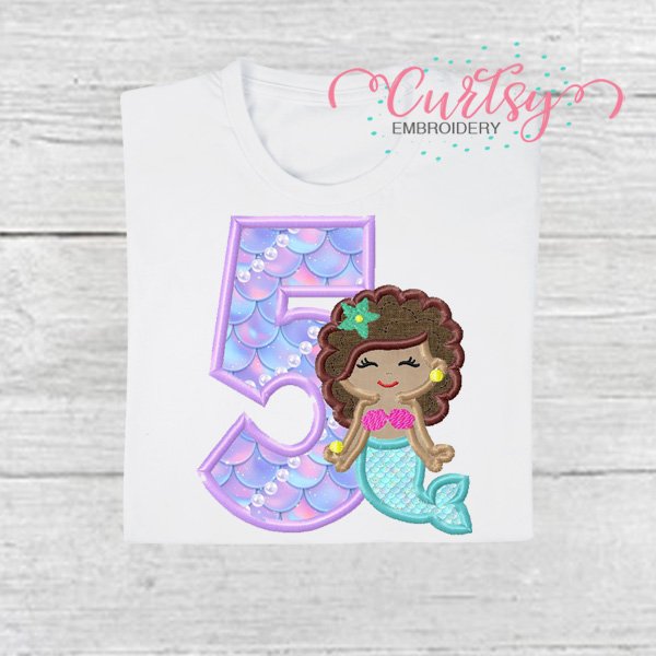 5 Curly Mermaid Applique Picture 1