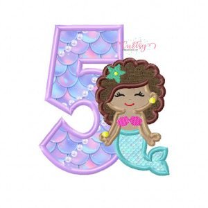 5 Curly Mermaid Applique
