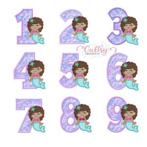 Curly Mermaid Applique Set