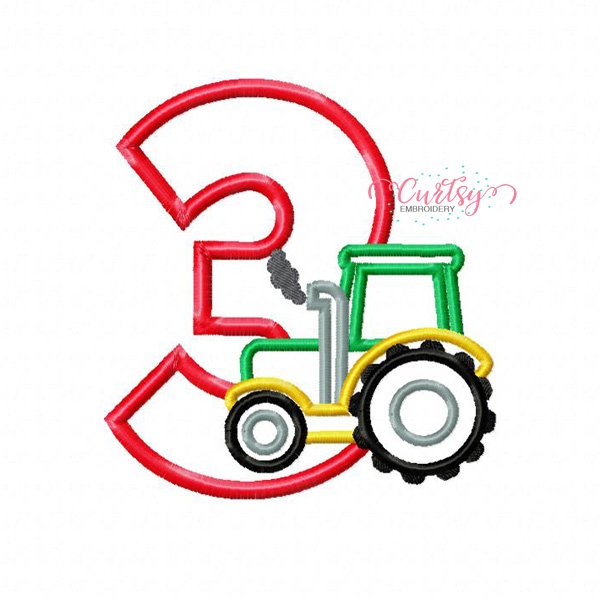 3rd Birthday Tractor Applique 3rd Birthday Tractor Applique