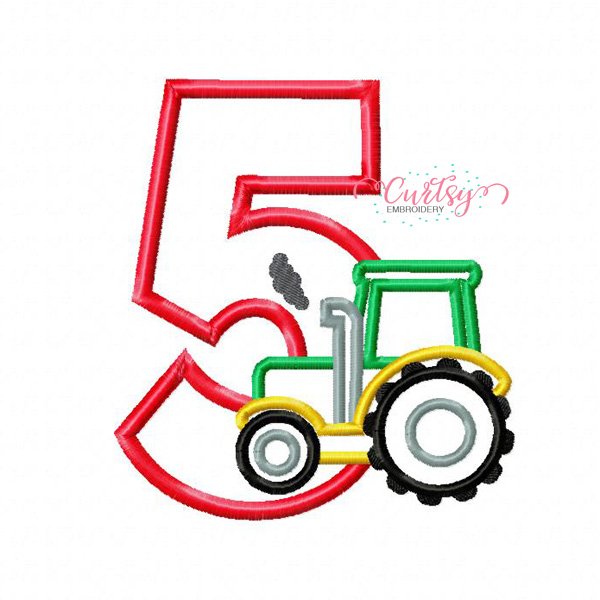 5th Birthday Tractor Applique Design