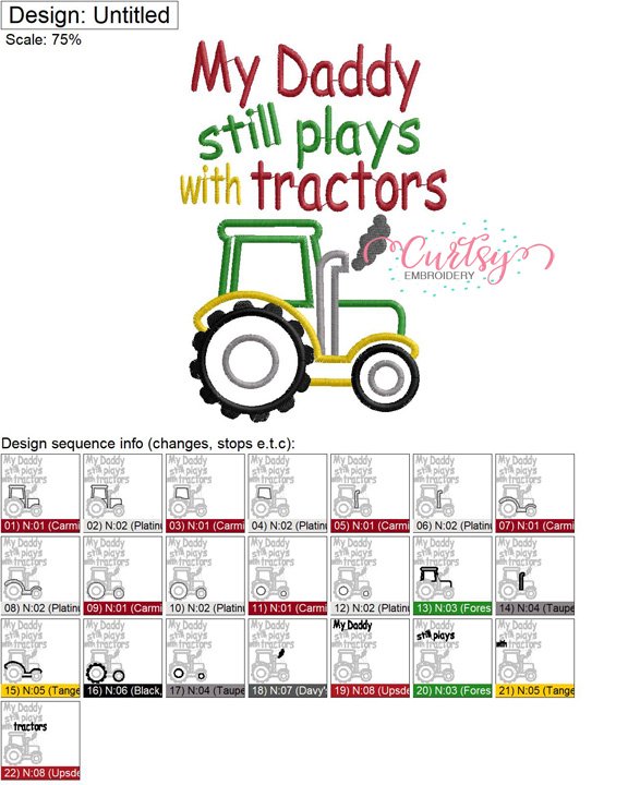 Daddy Plays Tractors Applique MAP Daddy Plays Tractors Applique MAP