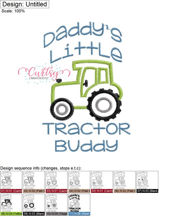 Daddys Tractor Buddy Applique MAP Daddys Tractor Buddy Applique MAP